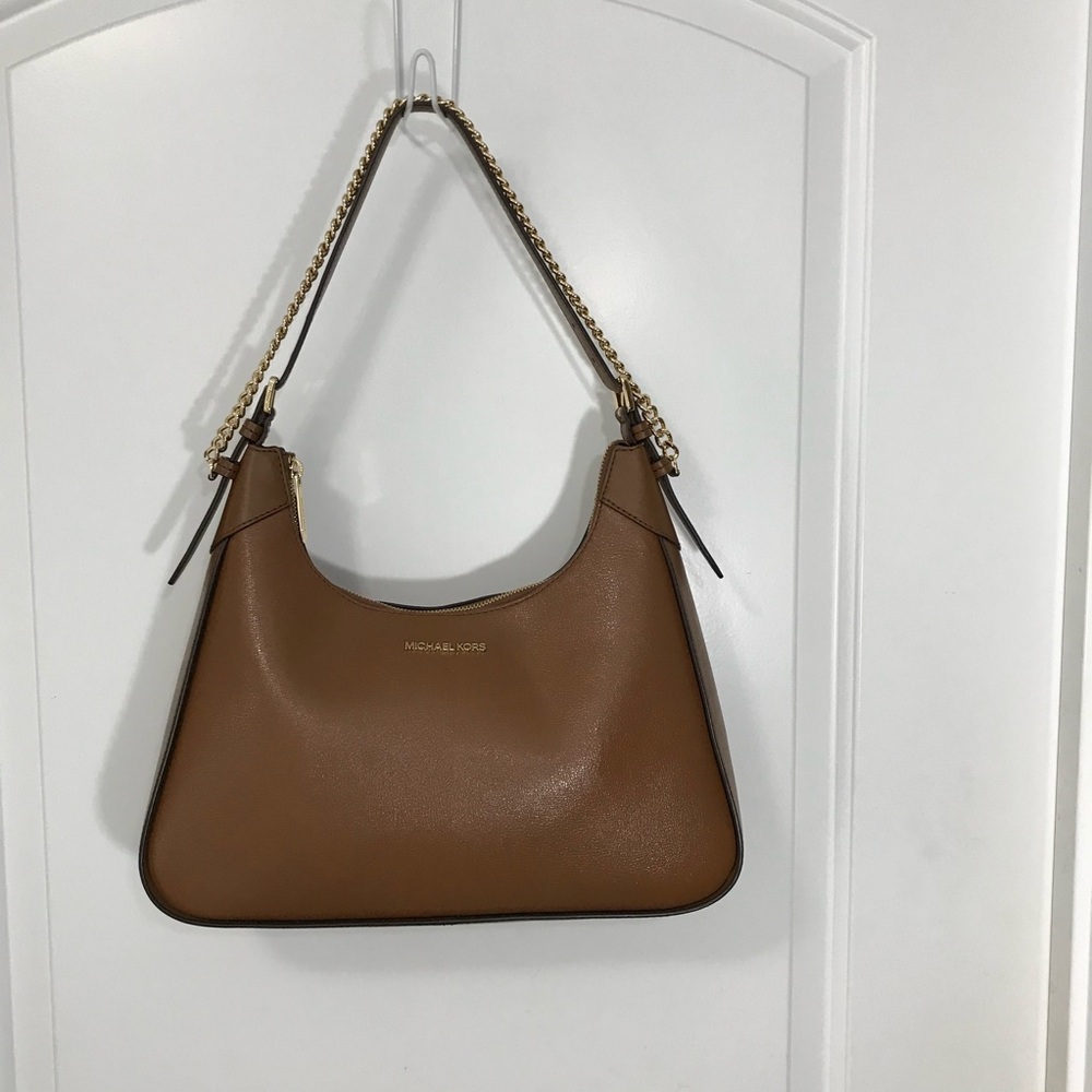 Michael Kors Wilma Large Saddle Brown Leather Shoulder Bag NWT - Picture 2 of 12